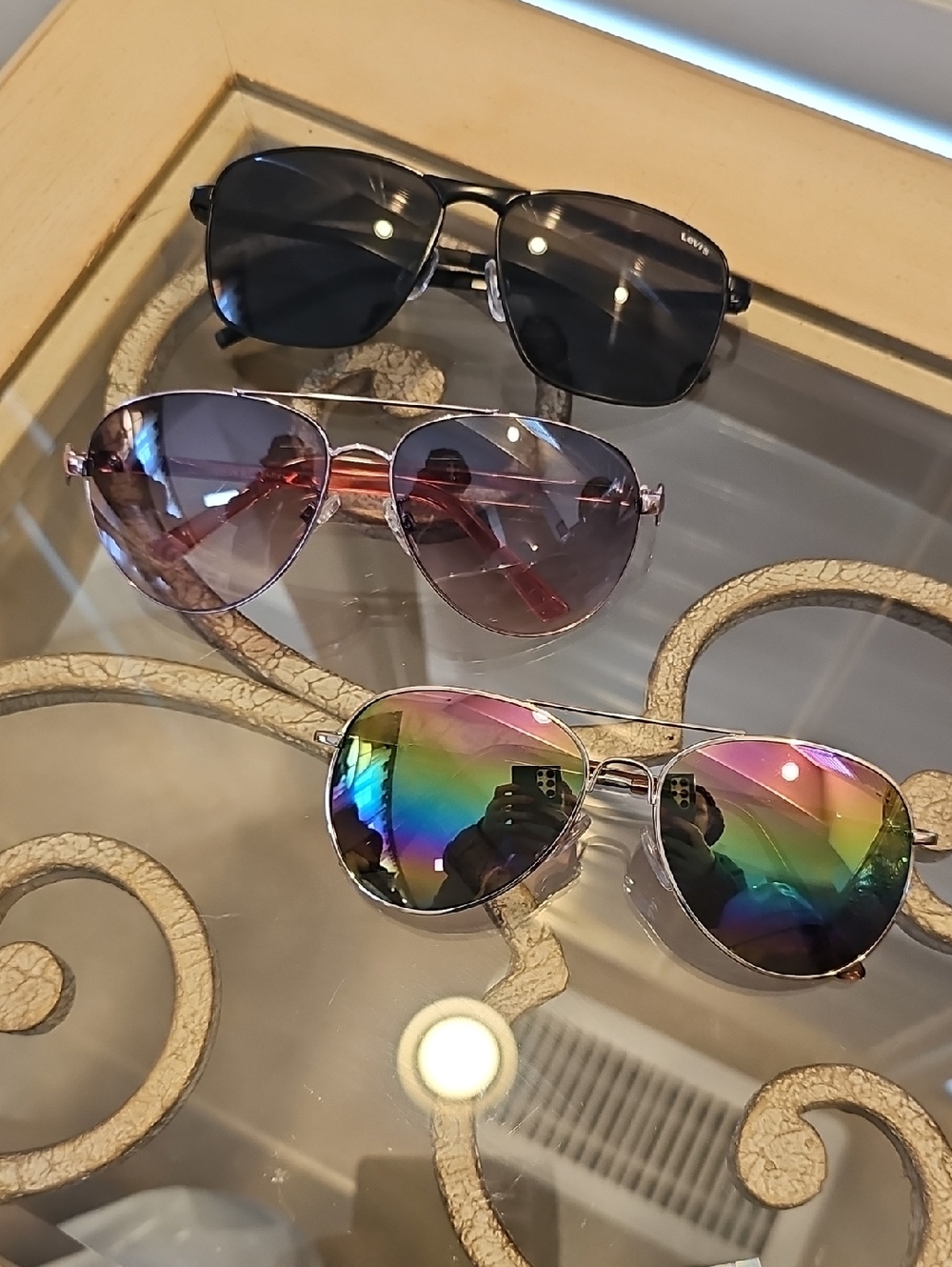 Three-Pair Sunglasses Set - Black, Rose Gold , Rainbow Lenses